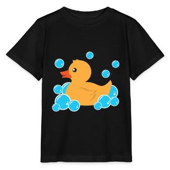 Süßes gelbe Gummi Ente Badewanne Spielzeug - Stanley/Stella Kinder T-Shirt MINI CREATOR  - Schwarz - Vorne - Mikhail (115cm)