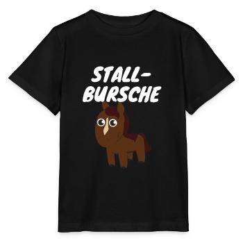 Kinder und Jungen Pferde-Design Stallbursche - Stanley/Stella Kinder T-Shirt MINI CREATOR  - Schwarz - Vorne - Mikhail (115cm)