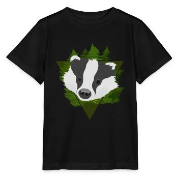 Blaireau dans la forêt - Idée de bande dessinée insolente style cadeau - T-shirt bio MINI CREATOR Stanley/Stella Enfant - noir - Devant - Mikhail (115cm)