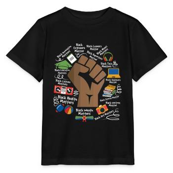 Black Power Black History Month Fist T Shirt - Stanley/Stella Kinder T-Shirt MINI CREATOR  - Schwarz - Vorne - Mikhail (115cm)