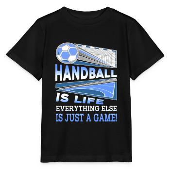 Le handball, c'est la vie, tout le reste n'est qu'un jeu - T-shirt bio MINI CREATOR Stanley/Stella Enfant - noir - Devant - Mikhail (115cm)