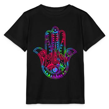 Hamsa Hand der Fatima - Stanley/Stella Kinder T-Shirt MINI CREATOR  - Schwarz - Vorne - Mikhail (115cm)