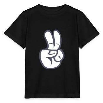 Peacezeichen Finger Comic - Stanley/Stella MINI CREATOR Kids’ T-Shirt - black - Front - Mikhail (115cm)