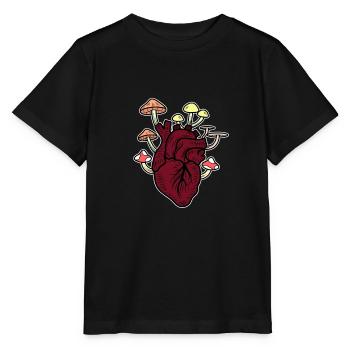 Pilzsammler Mykologie Fungi Herz Schlägt bunt Pilz - Stanley/Stella Kinder T-Shirt MINI CREATOR  - Schwarz - Vorne - Mikhail (115cm)