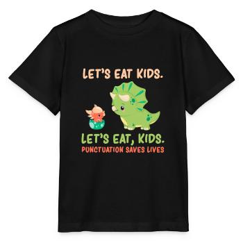 Grammaire anglaise ponctuation humour Trex Dino - T-shirt bio MINI CREATOR Stanley/Stella Enfant - noir - Devant - Mikhail (115cm)