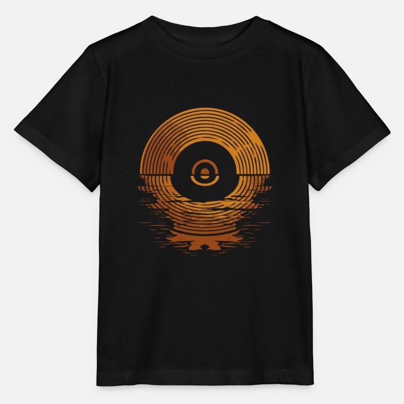 Disque vinyle rétro - T-shirt bio MINI CREATOR Stanley/Stella Enfant - noir