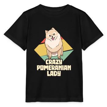 Crazy Pomeranian Lady - Miniature Spitz Pom - T-shirt bio MINI CREATOR Stanley/Stella Enfant - noir - Devant - Mikhail (115cm)