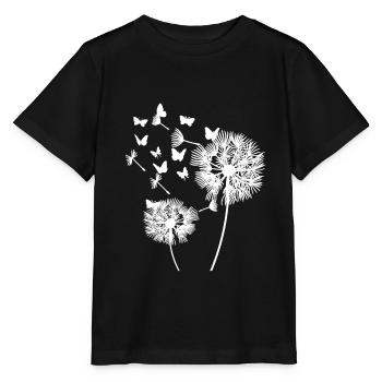 Cadeau de motif floral papillon pissenlit - T-shirt bio MINI CREATOR Stanley/Stella Enfant - noir - Devant - Mikhail (115cm)