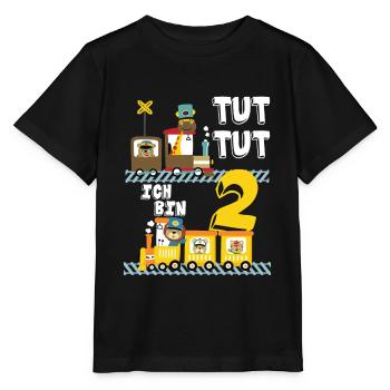 Kinder 2.Geburtstag Eisenbahn Zug 2 Jahre Geschenk - Stanley/Stella Kinder T-Shirt MINI CREATOR  - Schwarz - Vorne - Mikhail (115cm)
