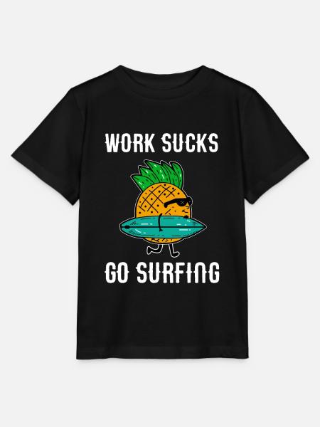 Work sucks go surfing - Ananas Surfer - Stanley/Stella Kinder T-Shirt MINI CREATOR - Schwarz