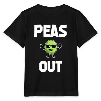 Peas Out – Peace Cool Pea Pun - Stanley/Stella MINI CREATOR Kids’ T-Shirt - black - Front - Mikhail (115cm)