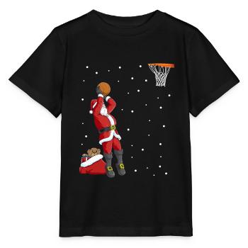 Funny Santa Claus Basketball Christmas - Stanley/Stella MINI CREATOR Kids’ T-Shirt - black - Front - Mikhail (115cm)