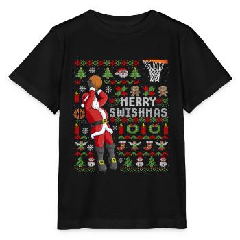 Ugly Christmas Merry Swishmas Basketball Geschenk - Stanley/Stella Kinder T-Shirt MINI CREATOR  - Schwarz - Vorne - Mikhail (115cm)