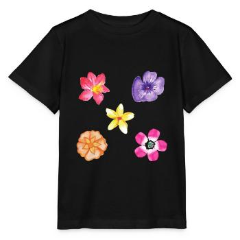 Flowers motif set - Stanley/Stella MINI CREATOR Kids’ T-Shirt - black - Front - Mikhail (115cm)