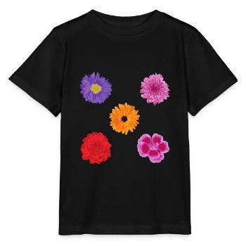 Flowers motif set - Stanley/Stella MINI CREATOR Kids’ T-Shirt - black - Front - Mikhail (115cm)
