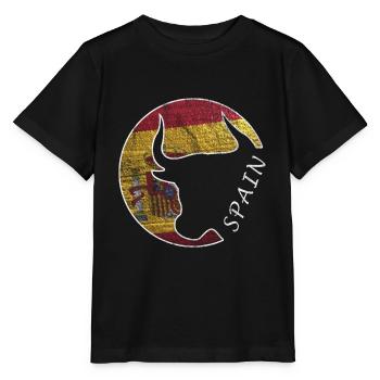 Espagne, pavillon, Espagnol, Espagnol - T-shirt bio MINI CREATOR Stanley/Stella Enfant - noir - Devant - Mikhail (115cm)