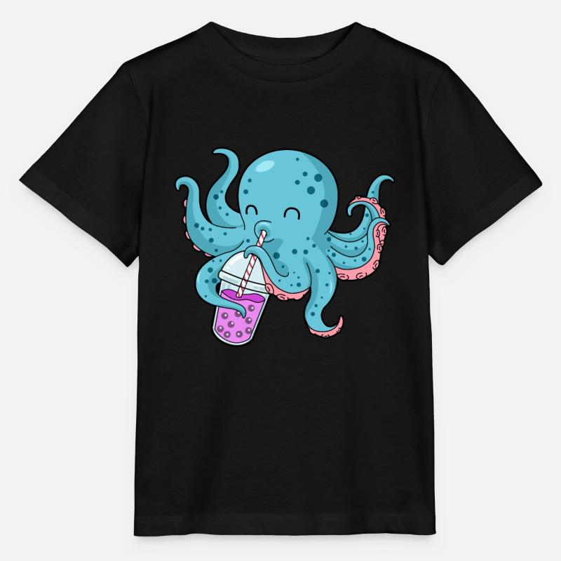 Pieuvre Bubble Tea Cadeau Boba Tea Bubble Tea - T-shirt bio MINI CREATOR Stanley/Stella Enfant - noir