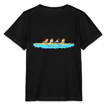 Funny guinea pigs row in a boat - Stanley/Stella MINI CREATOR Kids’ T-Shirt - black - Front - Mikhail (115cm)