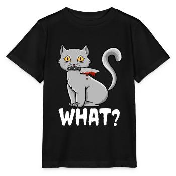 Chat Quel chat meurtrier noir drôle avec un couteau - T-shirt bio MINI CREATOR Stanley/Stella Enfant - noir - Devant - Mikhail (115cm)
