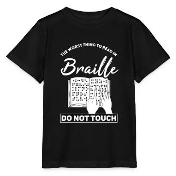 Braille Blindness Braille Blind Blind - Stanley/Stella MINI CREATOR Kids’ T-Shirt - black - Front - Mikhail (115cm)