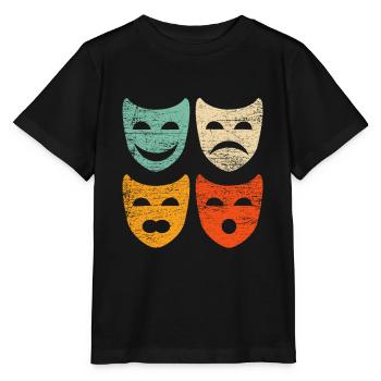 Theater mask retro - Stanley/Stella MINI CREATOR Kids’ T-Shirt - black - Front - Mikhail (115cm)