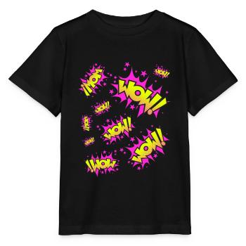 Neongelb Pink WOW! - Stanley/Stella Kinder T-Shirt MINI CREATOR  - Schwarz - Vorne - Mikhail (115cm)