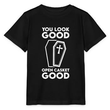 Offener Sarg guter Bestattungsunternehmer Einbalsamierer - Stanley/Stella Kinder T-Shirt MINI CREATOR  - Schwarz - Vorne - Mikhail (115cm)