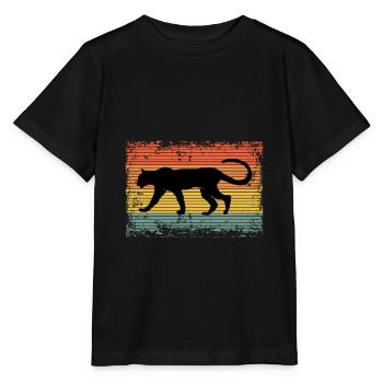 Vintage Gepard Leopard Tier Geschenkidee - Stanley/Stella Kinder T-Shirt MINI CREATOR  - Schwarz - Vorne - Mikhail (115cm)