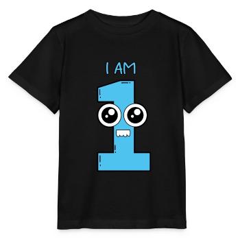 I am 1 - baby child birthday gift - Stanley/Stella MINI CREATOR Kids’ T-Shirt - black - Front - Mikhail (115cm)
