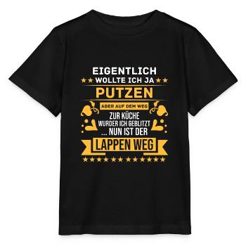 Putzmuffel Hausfrau Putzfrau Reinigungskraft - Stanley/Stella Kinder T-Shirt MINI CREATOR  - Schwarz - Vorne - Mikhail (115cm)