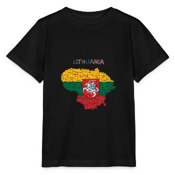 Lithuania Flag - Art Design - Stanley/Stella MINI CREATOR Kids’ T-Shirt - black - Front - Mikhail (115cm)