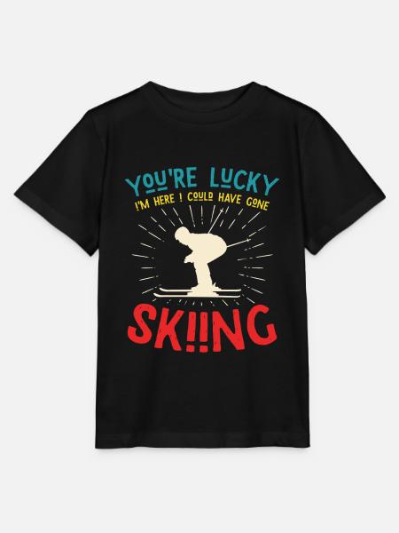 You're lucky skiing - skier saying - Stanley/Stella MINI CREATOR Kids’ T-Shirt - black