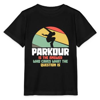 Parkour est la réponse - coureurs de parkour - T-shirt bio MINI CREATOR Stanley/Stella Enfant - noir - Devant - Mikhail (115cm)