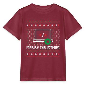Joueur de Noël laid chandail nerd informaticien - T-shirt bio MINI CREATOR Stanley/Stella Enfant - bordeaux - Devant - Kain (125cm)