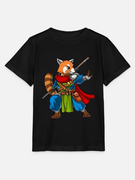Roter Pandabär Ninja - Stanley/Stella Kinder T-Shirt MINI CREATOR - Schwarz