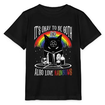 LGBT Goth Rainbows Black Cat Pentagram Pentacle - Stanley/Stella MINI CREATOR Kids’ T-Shirt - black - Front - Mikhail (115cm)