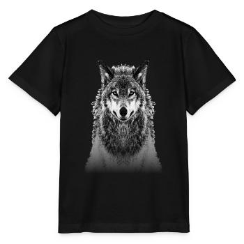 wolf real dog wolves she-wolf pack wolf pack animal - Stanley/Stella MINI CREATOR Kids’ T-Shirt - black - Front - Mikhail (115cm)