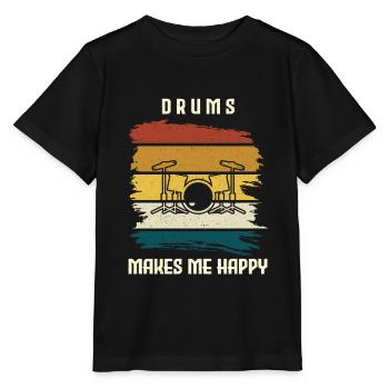 Schlagzeug Macht Mich Glücklich Drums - Stanley/Stella Kinder T-Shirt MINI CREATOR  - Schwarz - Vorne - Mikhail (115cm)