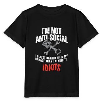 Je ne suis pas anti-social - Mécanicien drôle - T-shirt bio MINI CREATOR Stanley/Stella Enfant - noir - Devant - Mikhail (115cm)