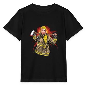 Pompier pompier pompier - T-shirt bio MINI CREATOR Stanley/Stella Enfant - noir - Devant - Mikhail (115cm)