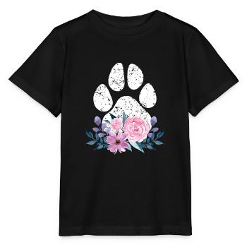 Netter Hund Welpenliebhaber Hund Pfote drucken Blumengeschenk Spaß - Stanley/Stella Kinder T-Shirt MINI CREATOR  - Schwarz - Vorne - Mikhail (115cm)