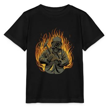 Pompier pompier pompier - T-shirt bio MINI CREATOR Stanley/Stella Enfant - noir - Devant - Mikhail (115cm)
