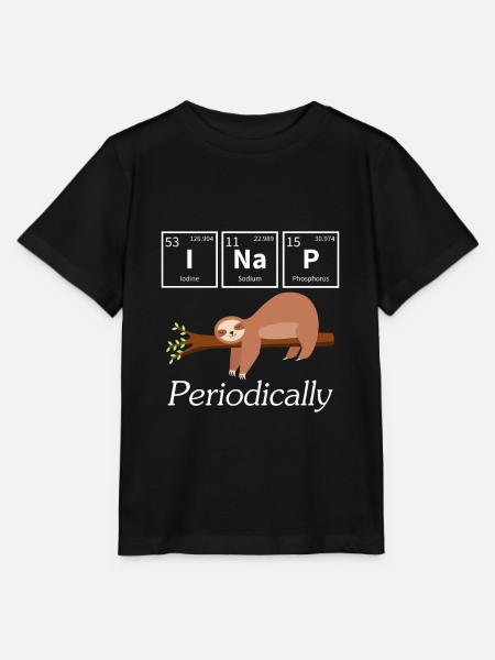 Grappige wetenschapper chemie luiaard dutje - Stanley/Stella Kinder-T-shirt MINI CREATOR  - zwart