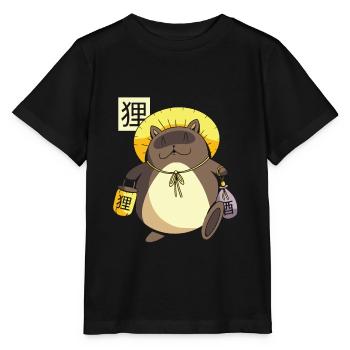 Personnage de dessin animé japonais drôle Tanuki Yokai - T-shirt bio MINI CREATOR Stanley/Stella Enfant - noir - Devant - Mikhail (115cm)