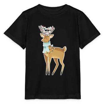 Noël cerf cerf cerf brun - T-shirt bio MINI CREATOR Stanley/Stella Enfant - noir - Devant - Mikhail (115cm)