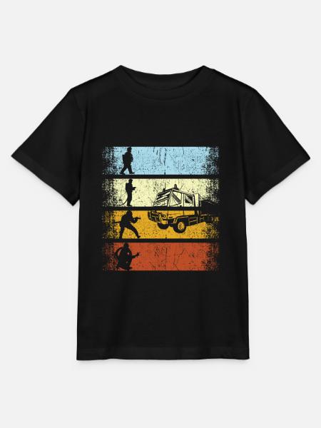 Pompier pompier rétro - T-shirt bio MINI CREATOR Stanley/Stella Enfant - noir