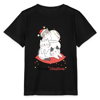 Miau Weihnachten - Stanley/Stella Kinder T-Shirt MINI CREATOR  - Schwarz - Vorne - Mikhail (115cm)