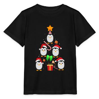 Pinguin Tannenbaum - Stanley/Stella Kinder T-Shirt MINI CREATOR  - Schwarz - Vorne - Mikhail (115cm)