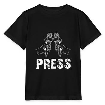 PRESSE Shirts Neuer Journalismus Free Media TShirt - Stanley/Stella Kinder T-Shirt MINI CREATOR  - Schwarz - Vorne - Mikhail (115cm)