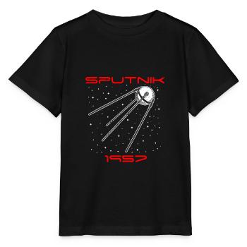 Sputnik UDSSR Sowjetunion Geschenkidee - Stanley/Stella Kinder T-Shirt MINI CREATOR  - Schwarz - Vorne - Mikhail (115cm)